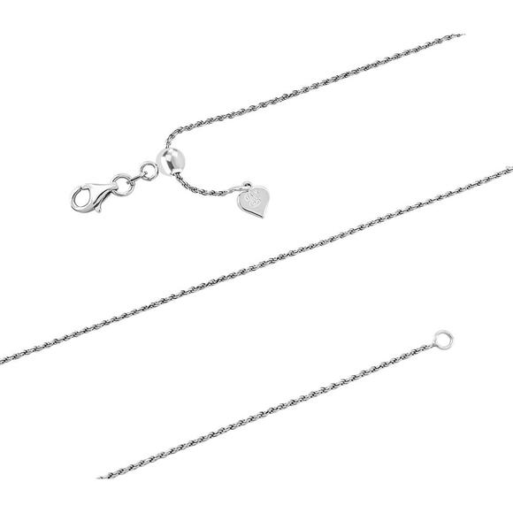 Italian Rhodium Over Sterling Rope Chain Necklace 22" 3.5 - Picture 5 of 6